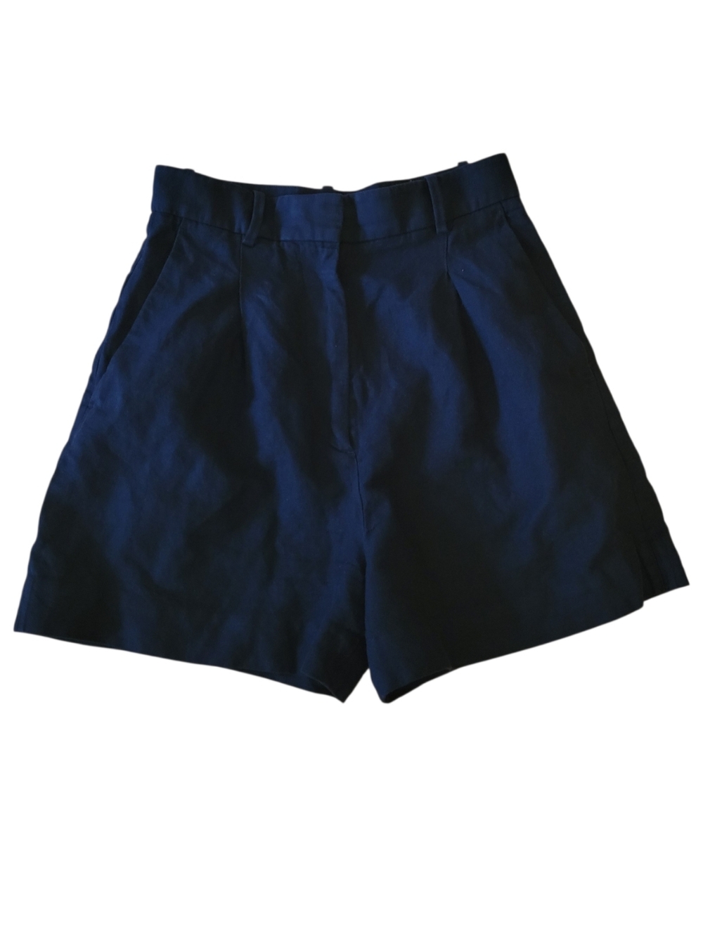 & Other Stories Black Linen Blend Very High Rise Shorts Size 4
